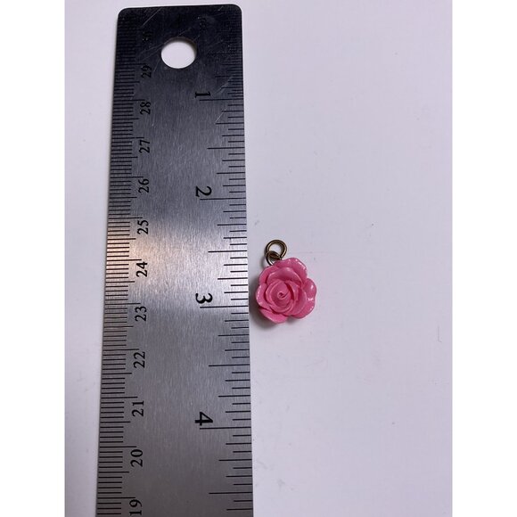 Pink Rose Flower Charm Pendant For Jewelry Making Or Craft - Picture 2 of 3